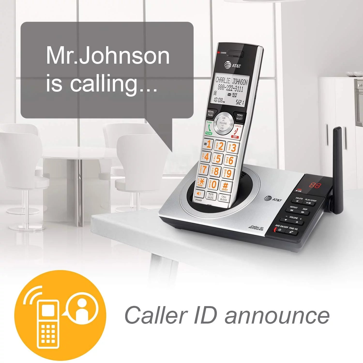 Silver/Black DECT 6.0 Expandable Answering System with 4 Handsets H995