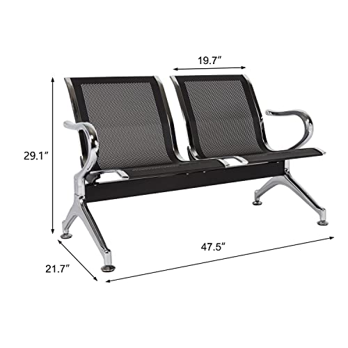 Black PU 3-Seat Waiting Room Bench Set of 2 V717