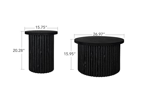 Black Wooden Nesting Coffee Table Set of 2 L130815
