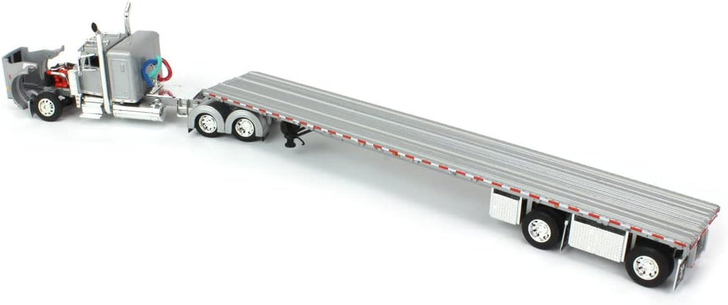 1/64 Silver Peterbilt 359 36" Flattop Sleeper with 53' Wilson Roadbrute Flatbed Trailer T67963