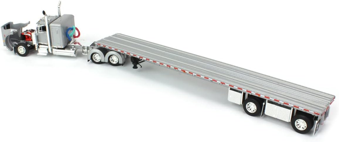 1/64 Silver Peterbilt 359 36" Flattop Sleeper with 53' Wilson Roadbrute Flatbed Trailer T67963