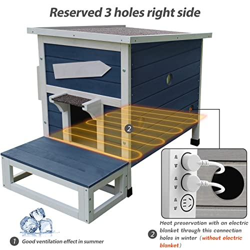 Large Outdoor Wooden Cat House with Escape Door B379