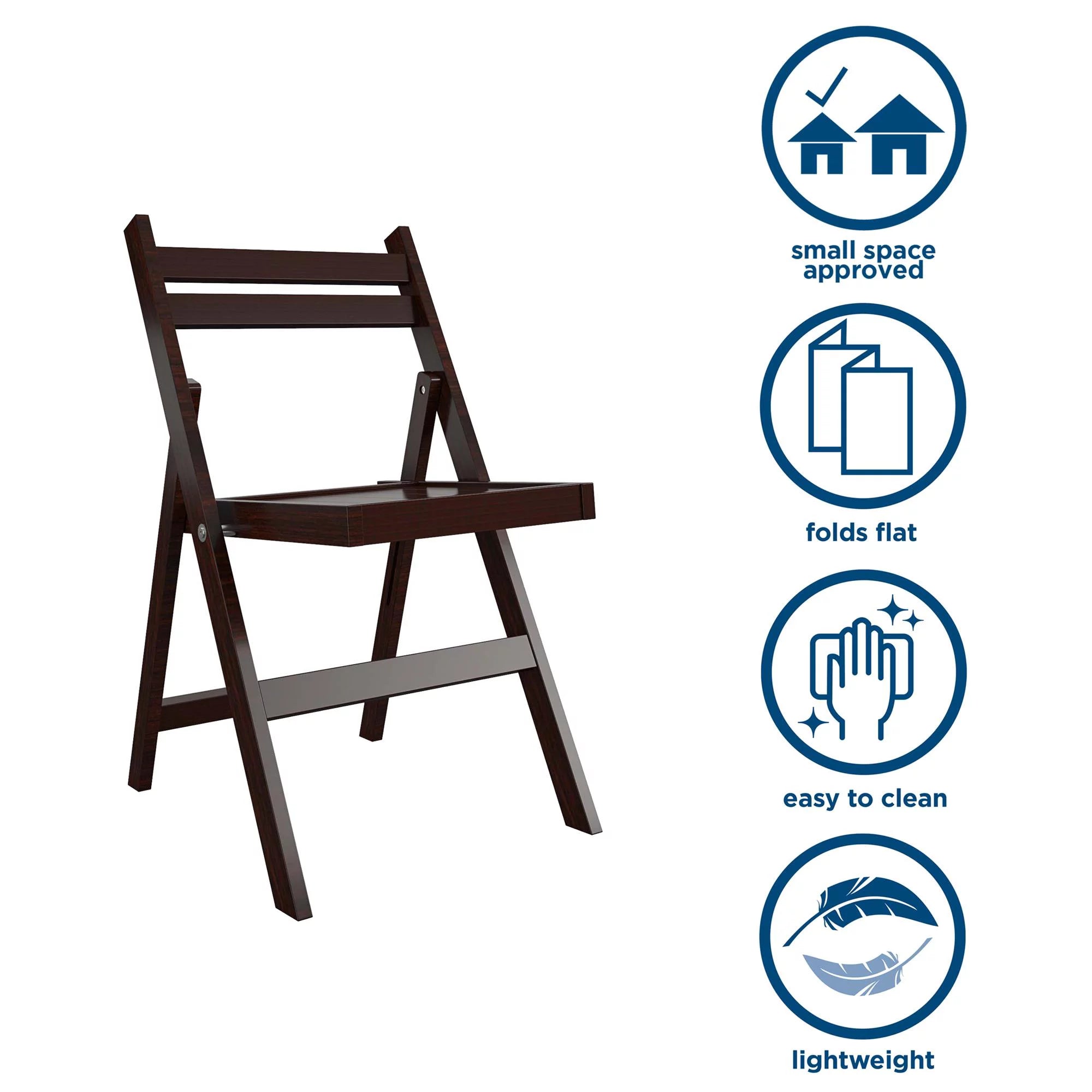 Dark Mahogany Folding Wood Chair, 2-Pack M745002