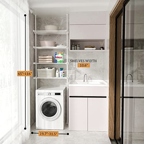 White 4 Tier Metal Over The Toilet Storage Shelf U7663