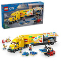 Yellow Delivery Truck Toy with Semitruck Model, Forklift and 4 Minifigures U1391