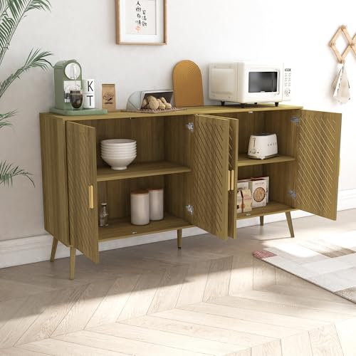 Walnut Wood Sideboard Cabinet with 4 Doors I25741