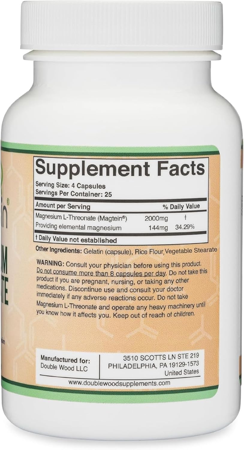 Magnesium L Threonate Capsules 2,000 mg 100 Capsules U860