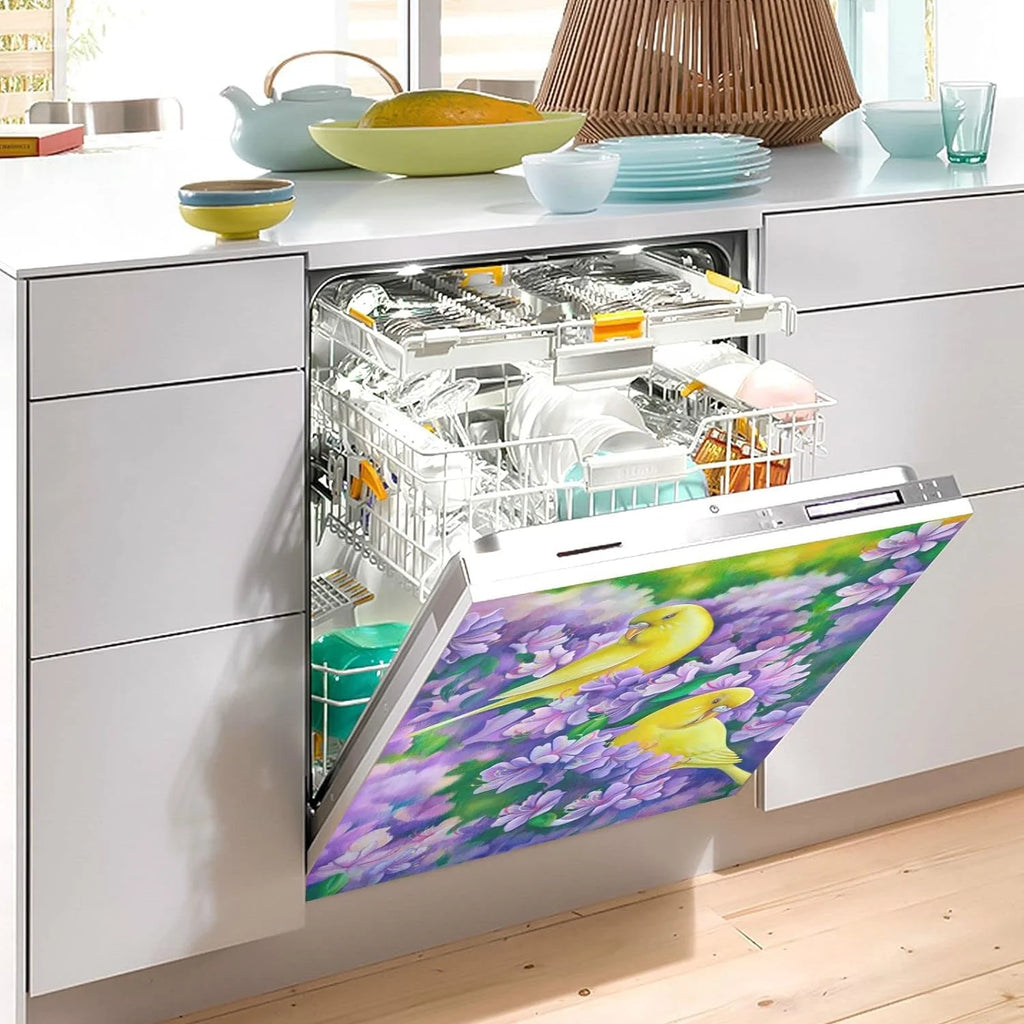 Yellow Parrots Magnetic Dishwasher Sticker 23x26in I949