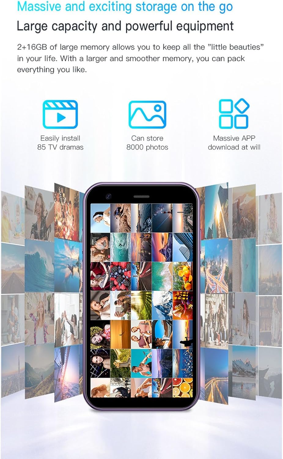 Mini 3G Smartphone, 3.0 Inch, HD Camera, Quad Core, Dual Sim, WiFi, 2GB 16GB, Blue H23533