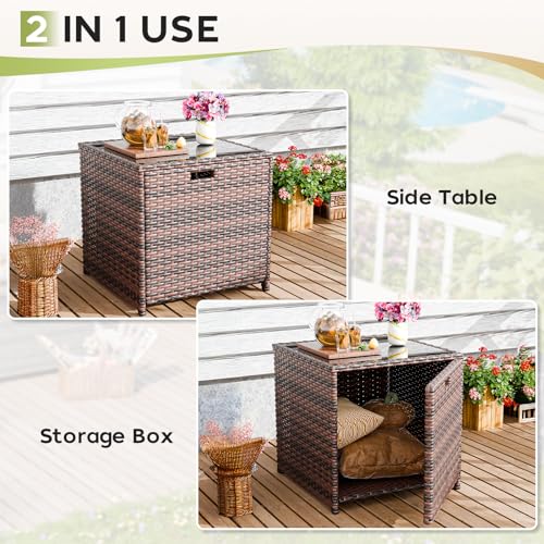 6 Piece Heavy Duty Wicker Patio Furniture Set with Fire Pit Table and Swivel Chair, Grey N579554