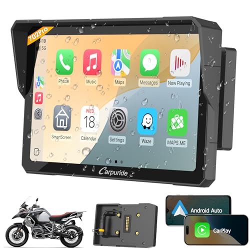 Wireless CarPlay Android Auto Motorcycle Screen, 6.3" Waterproof Touchscreen P5037