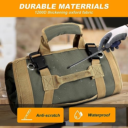 Green Heavy Duty Roll Up Tool Bag with Detachable Pouches M434652