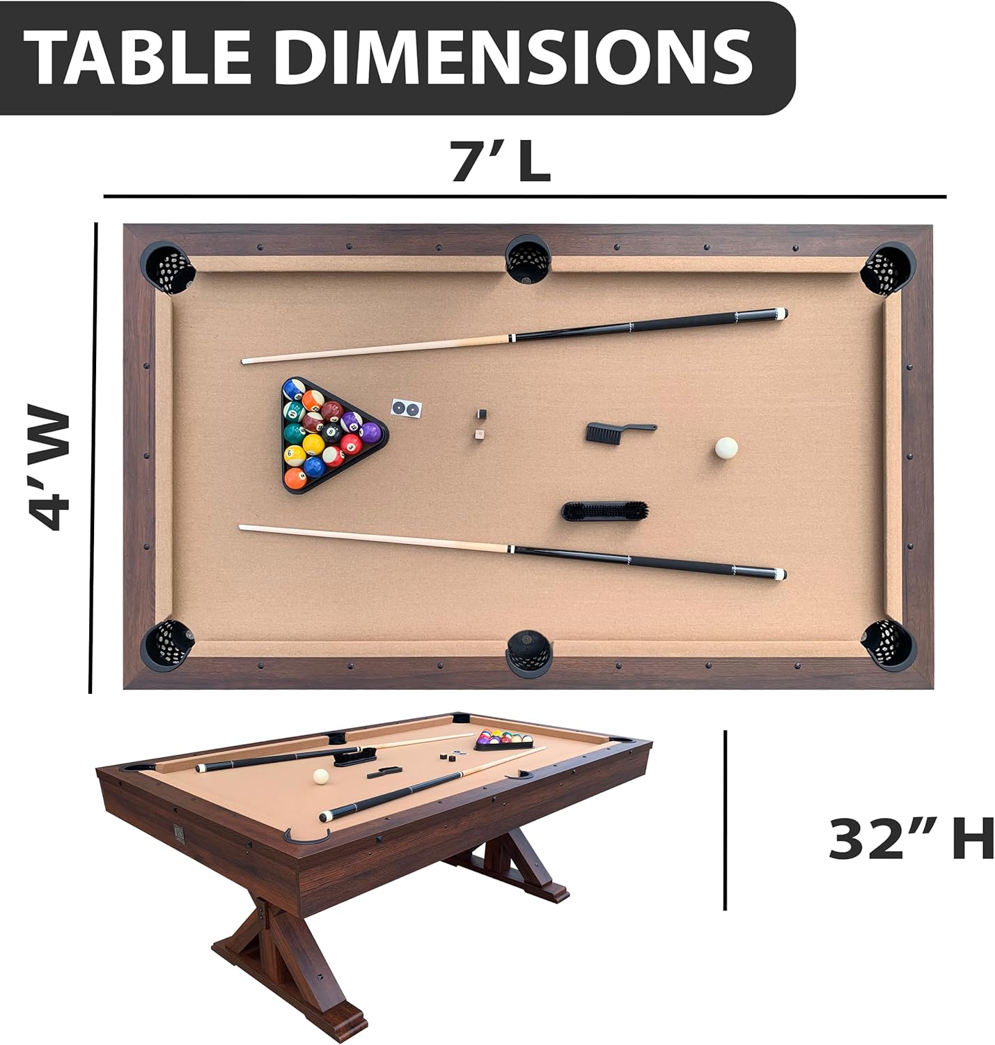 3 in 1 Multi Game Pool Table with Dining Top K602844