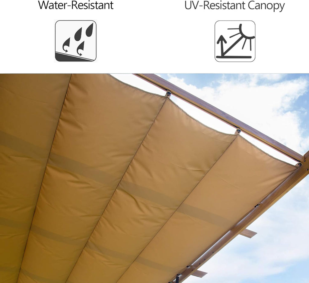 Aluminum Retractable Pergola with Natural Wood Looking Finish Z469