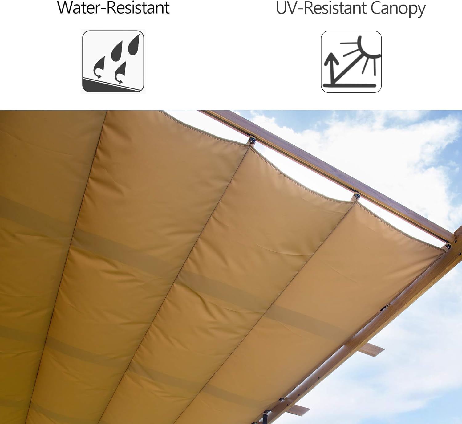 Aluminum Retractable Pergola with Natural Wood Looking Finish Z469