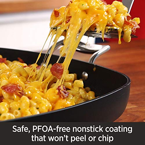 Hard Anodized Nonstick Saute Pan with Lid and Fry Pan Set 4 Quart 10 Inch Black Cookware H1285