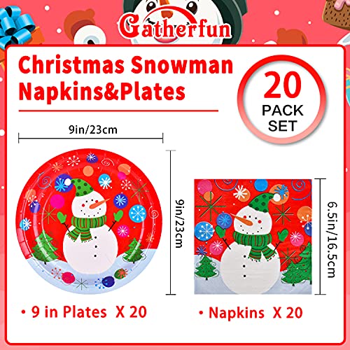 Christmas Snowman Disposable Paper Dinner Plates and Napkins L349