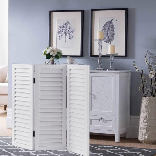 White 3 Panel Wood Folding Room Divider H9239