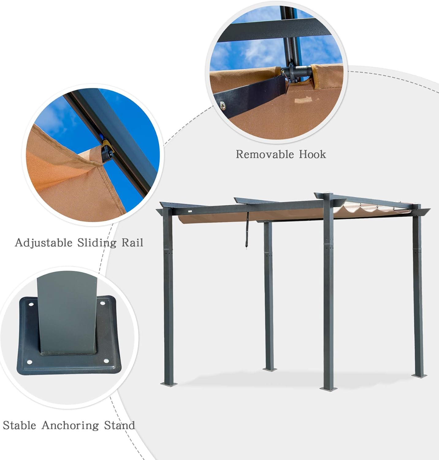 Aluminum Retractable Pergola with Natural Wood Looking Finish Z469