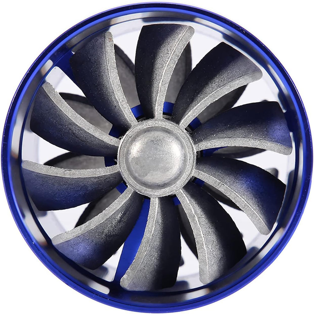 Twin Fan Turbine Car Air Intake Turbocharger Super Gas Fuel Saver Turbo (Blue) G7421