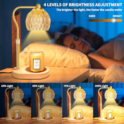 Candle Warmer Lamp with 3 Bulbs, Dimmable Adjustable Hight Gold L745