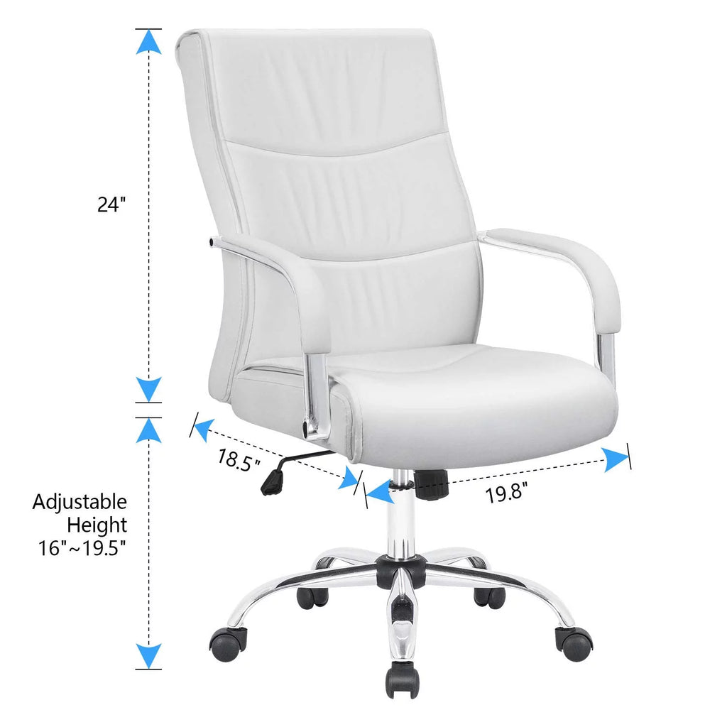 White Pu Leather Ergonomic Office Chair L912740