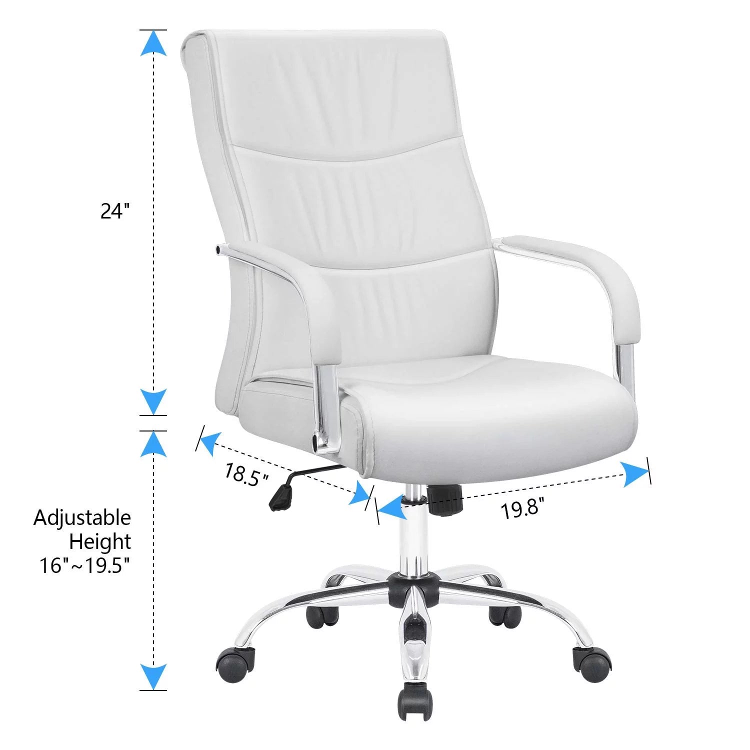 White Pu Leather Ergonomic Office Chair L912740