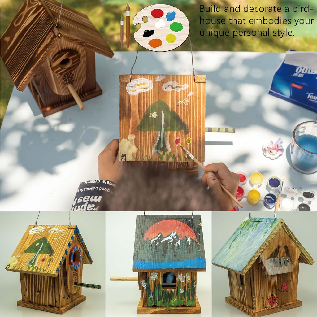 Carbonized Solid Wood Bird House DIY Kit A721