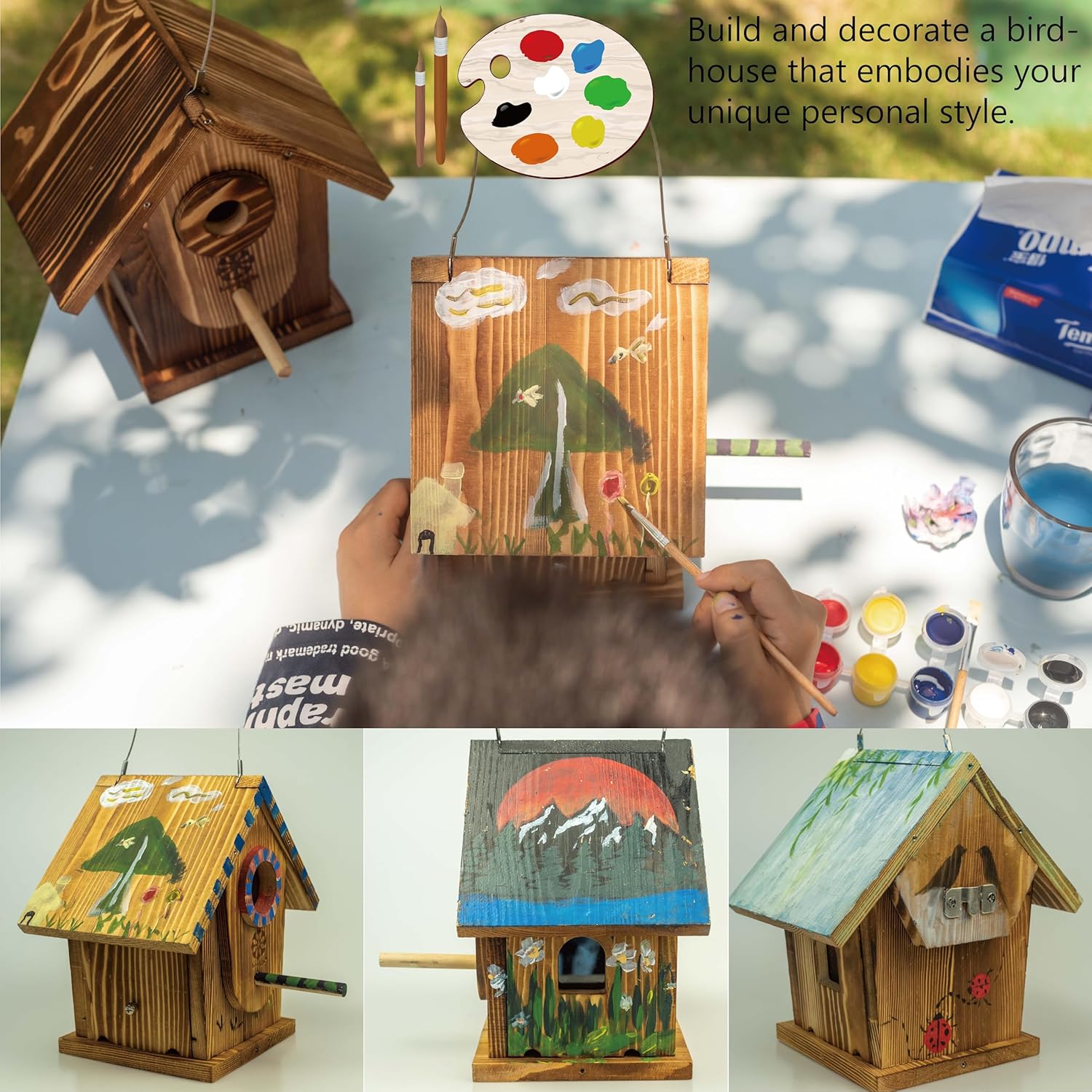 Carbonized Solid Wood Bird House DIY Kit A721