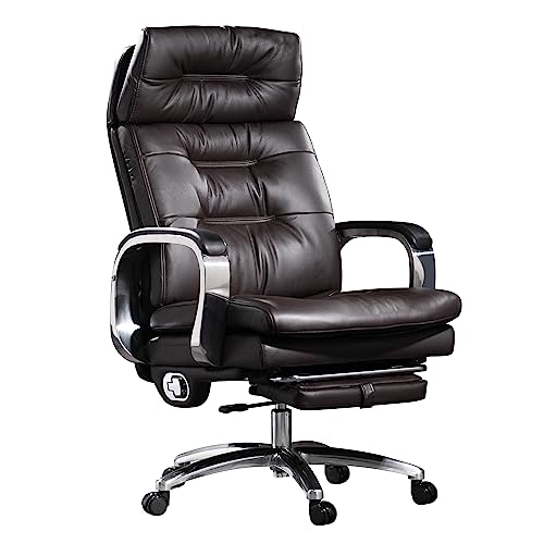 Office Chair with Footrest Ergonomic Executive Reclining Genuine Leather Desk Chair Z18269