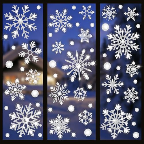 Extra Large Glitter Snowflake Window Clings H60599