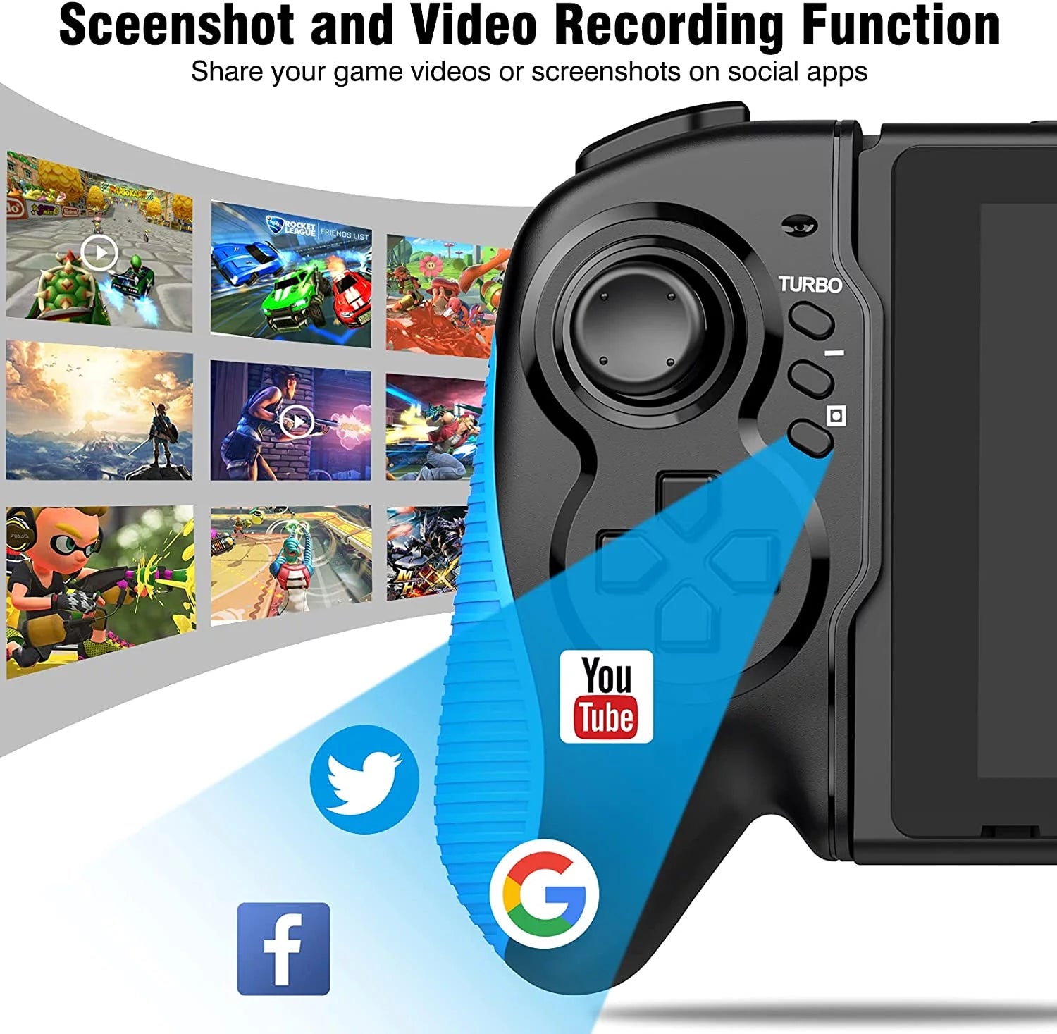 One-Piece Joypad Controller with Adjustable TURBO and Dual Motor Vibration U48620