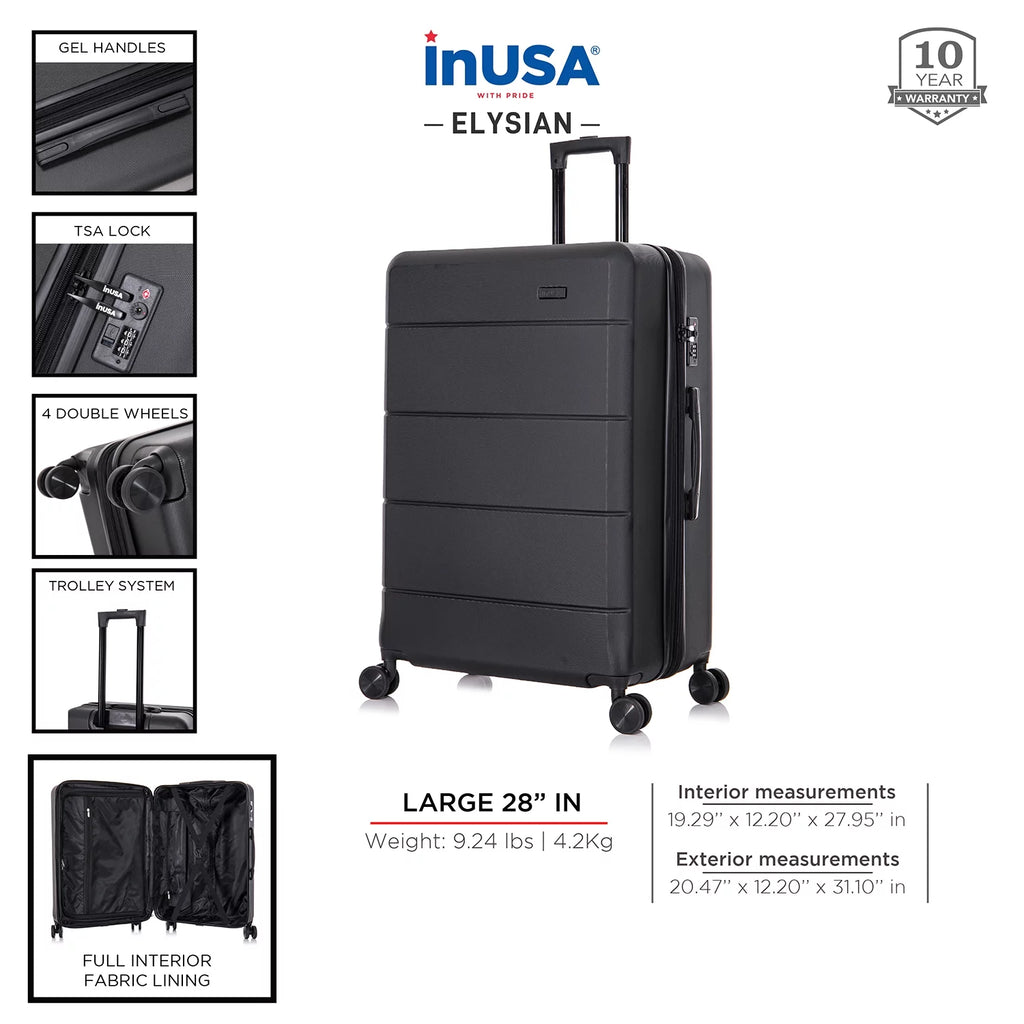 Black 28" Hardside Lightweight Luggage with Spinner Wheels Y1689