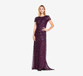 Petite Scoop Back Sequin Gown, Cabernet, Size: 2 W41773