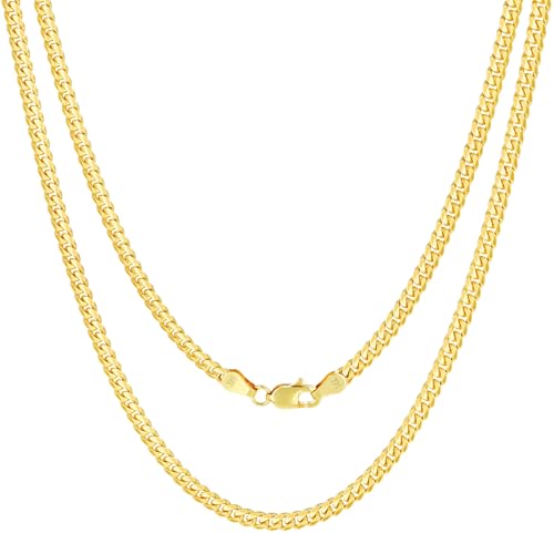 14k Yellow Gold Solid Miami Cuban Link Chain Necklace E348015
