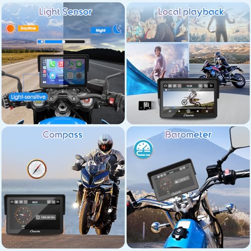 Wireless CarPlay Android Auto Motorcycle Screen, 6.3" Waterproof Touchscreen P5037