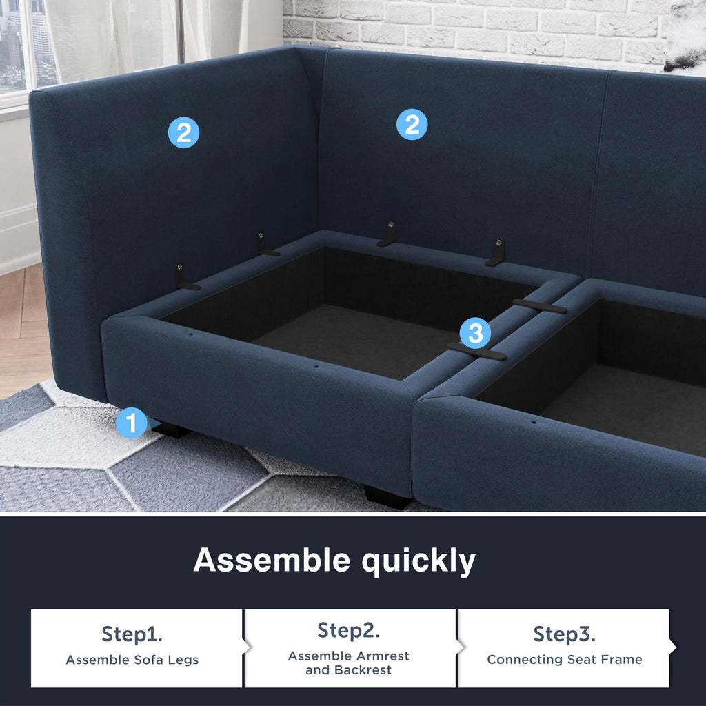 Navy Blue Velvet Modular Sleeper Sofa B635573