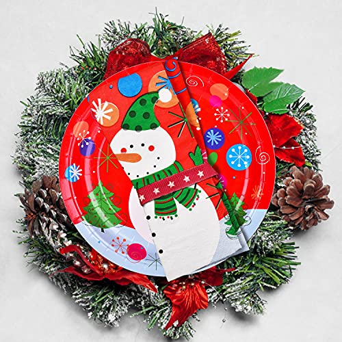 Christmas Snowman Disposable Paper Dinner Plates and Napkins L349