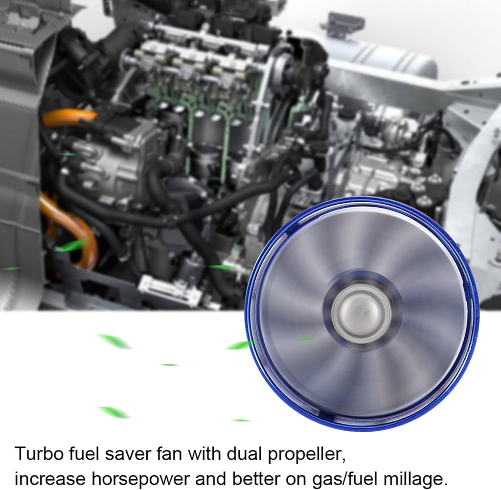 Twin Fan Turbine Car Air Intake Turbocharger Super Gas Fuel Saver Turbo (Blue) G7421