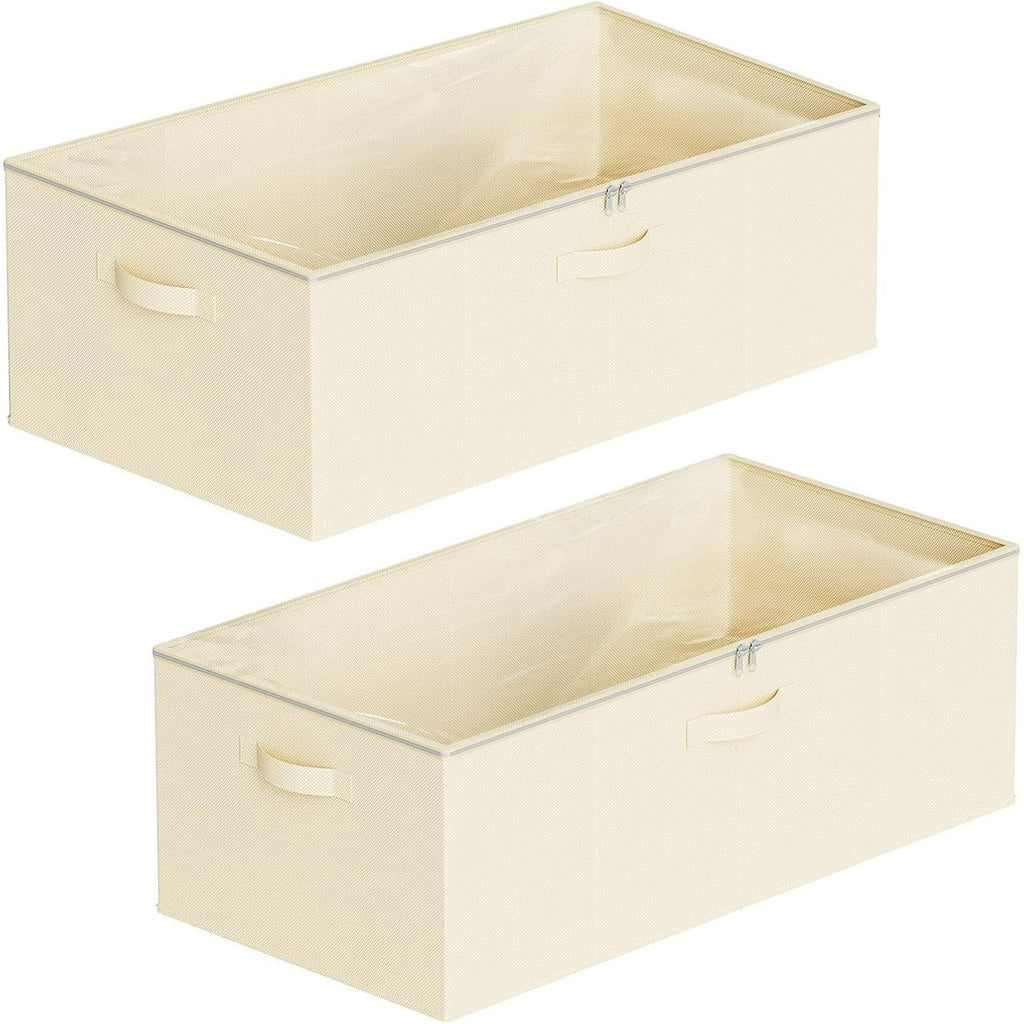 2 Pack 10 High Under Bed Storage Containers with Lids (Beige) I506