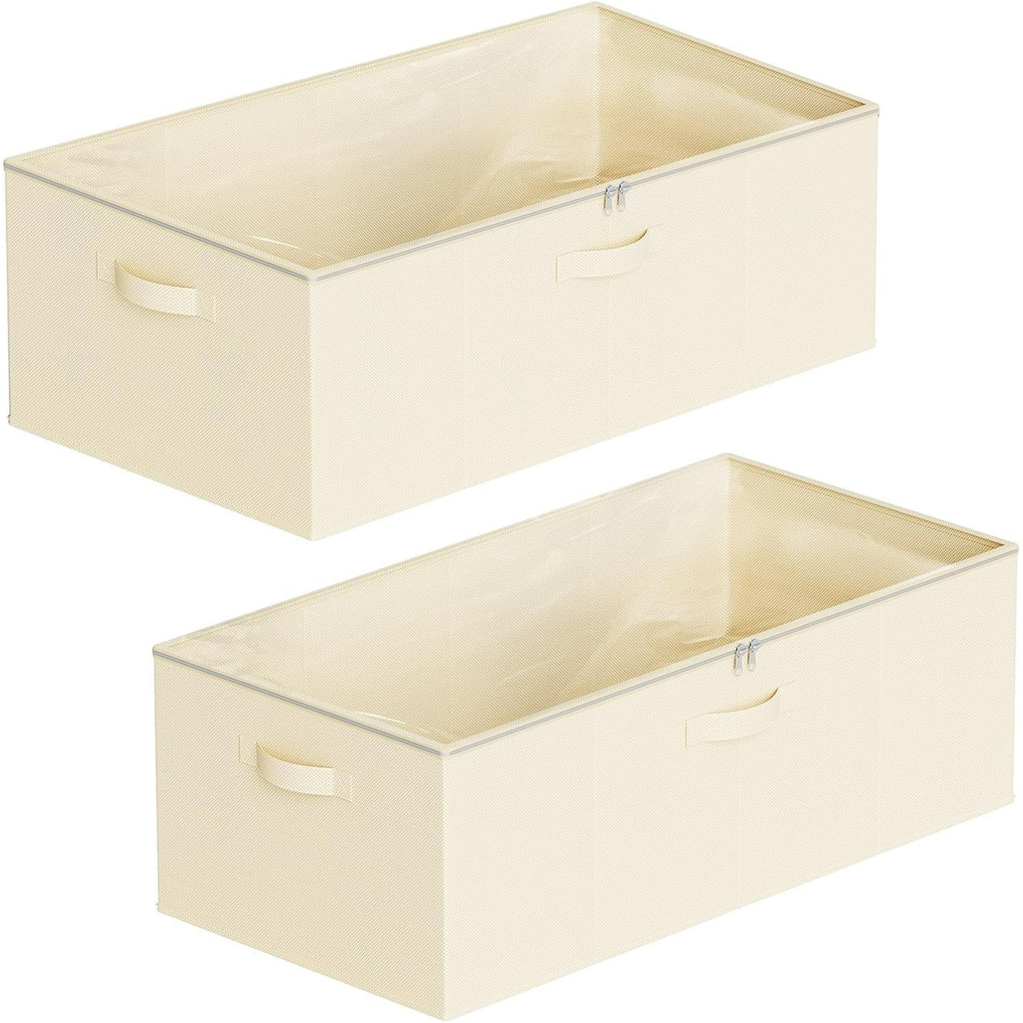 2 Pack 10 High Under Bed Storage Containers with Lids (Beige) I506