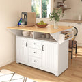 Black Kitchen Island with Drop Leaf, 3 Drawers, Power Outlet Q1280