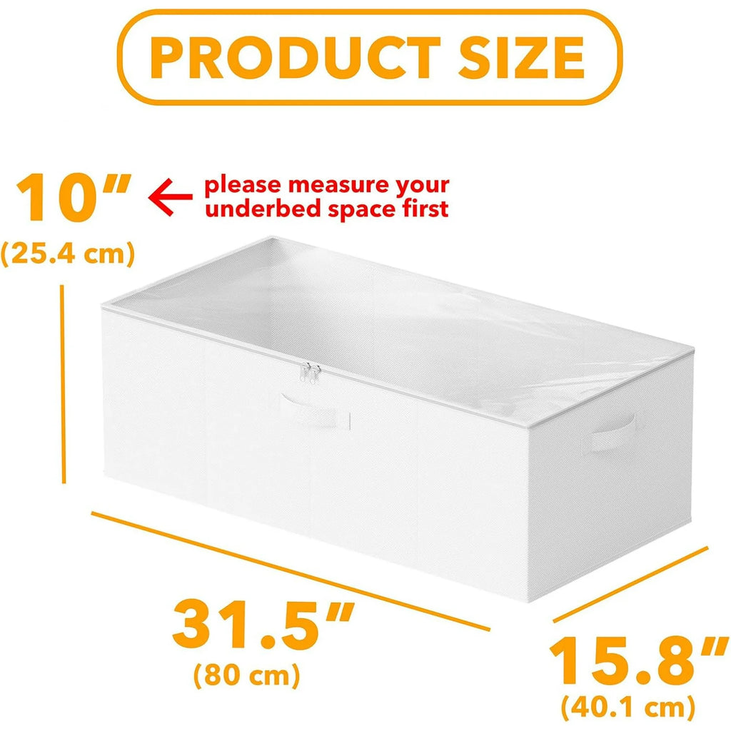2 Pack 10 High Under Bed Storage Containers with Lids (Beige) I506