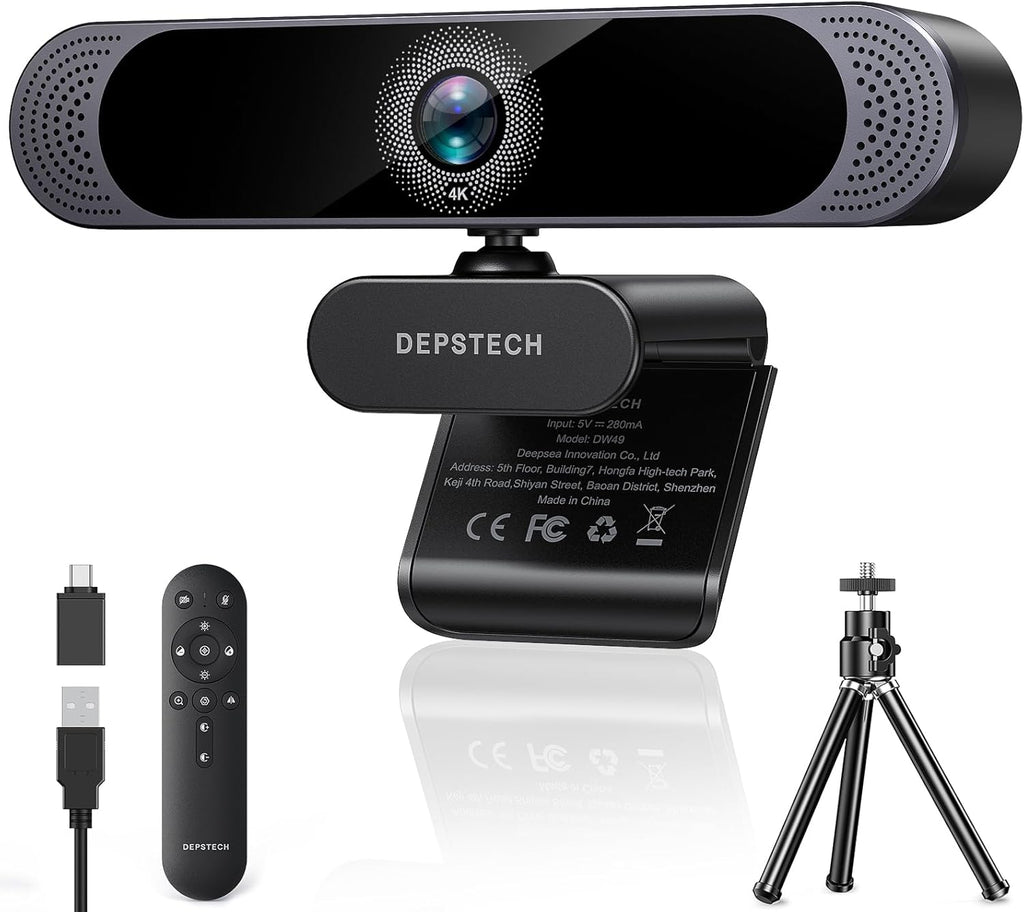 4K Webcam with Sony Sensor, 3X Digital Zoom, Dual Microphones, Auto Focus I8701