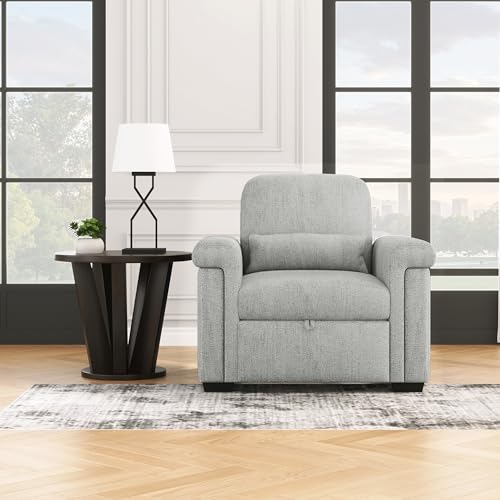 Dark Blue 3-in-1 Convertible Sofa Chair Bed with Adjust Backrest and Lumbar Pillow K615
