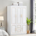 White Wood Storage Closet with Doors and Hanging Rod I69927