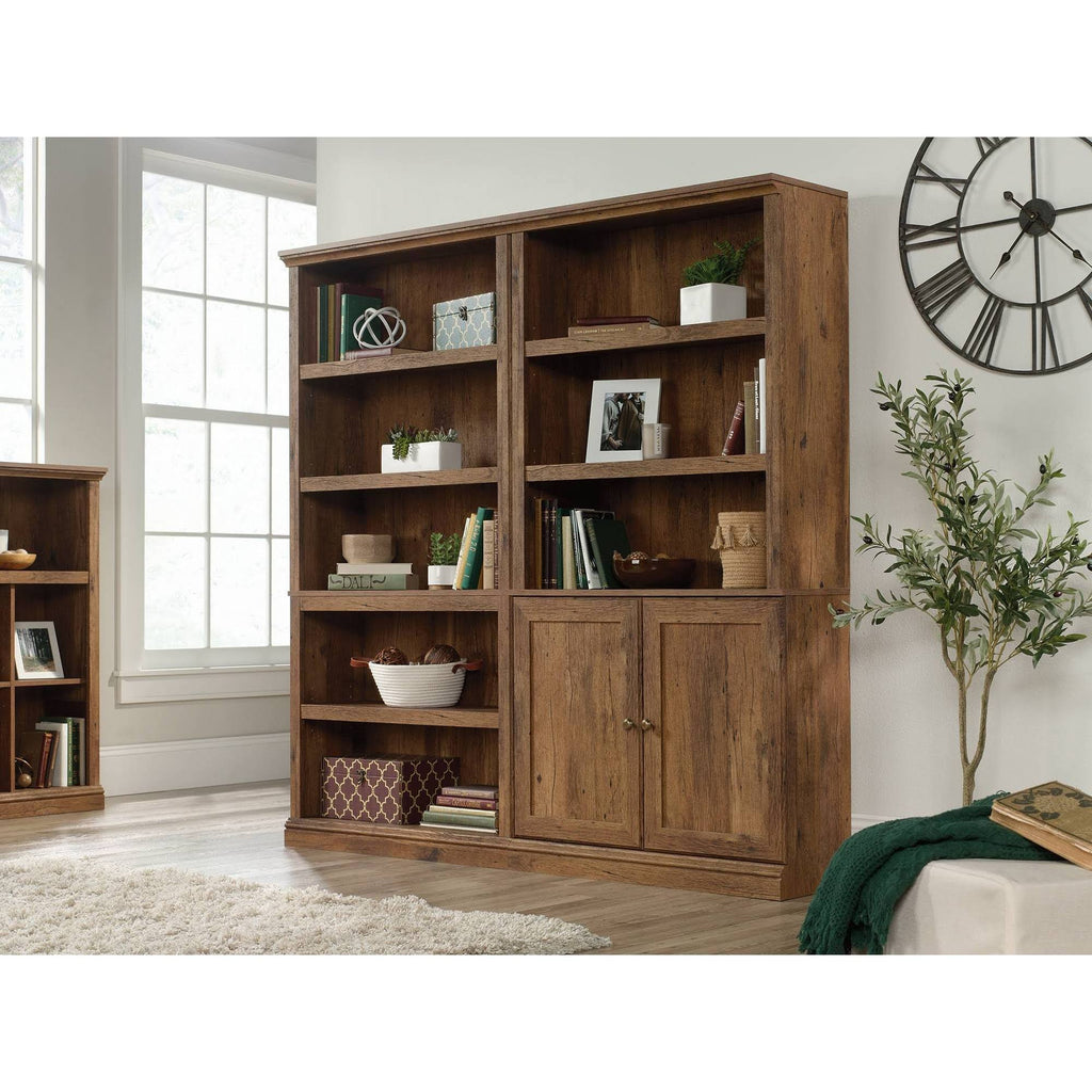 5-Shelf Bookcase with Doors in Vintage Oak B410