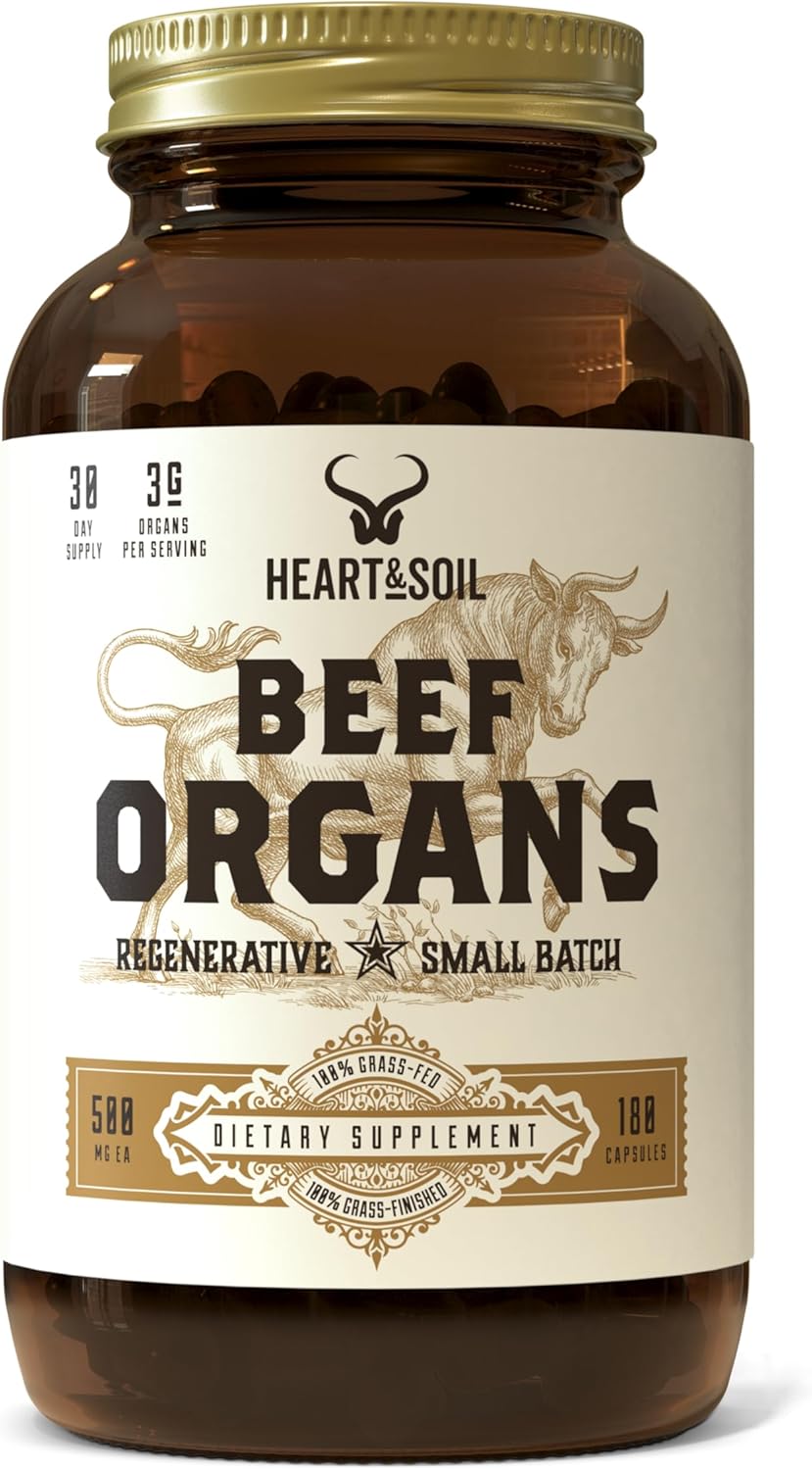 Beef Organs Complex Grass Fed Liver Heart Kidney Pancreas Spleen 180 Capsules I128