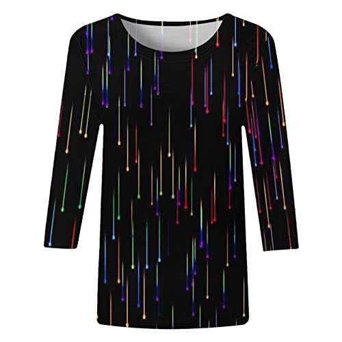 Summer Outfits for Women Casual Fashion Printing Crew Neck Three Quarter Sleeve C40452