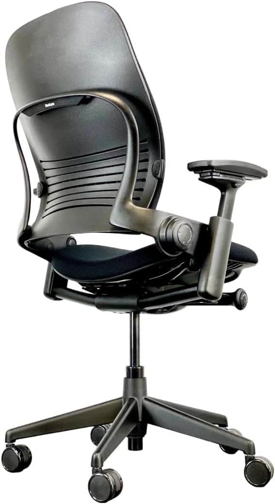 Black Fabric Black Frame Office Chair with Lumbar Support K1208